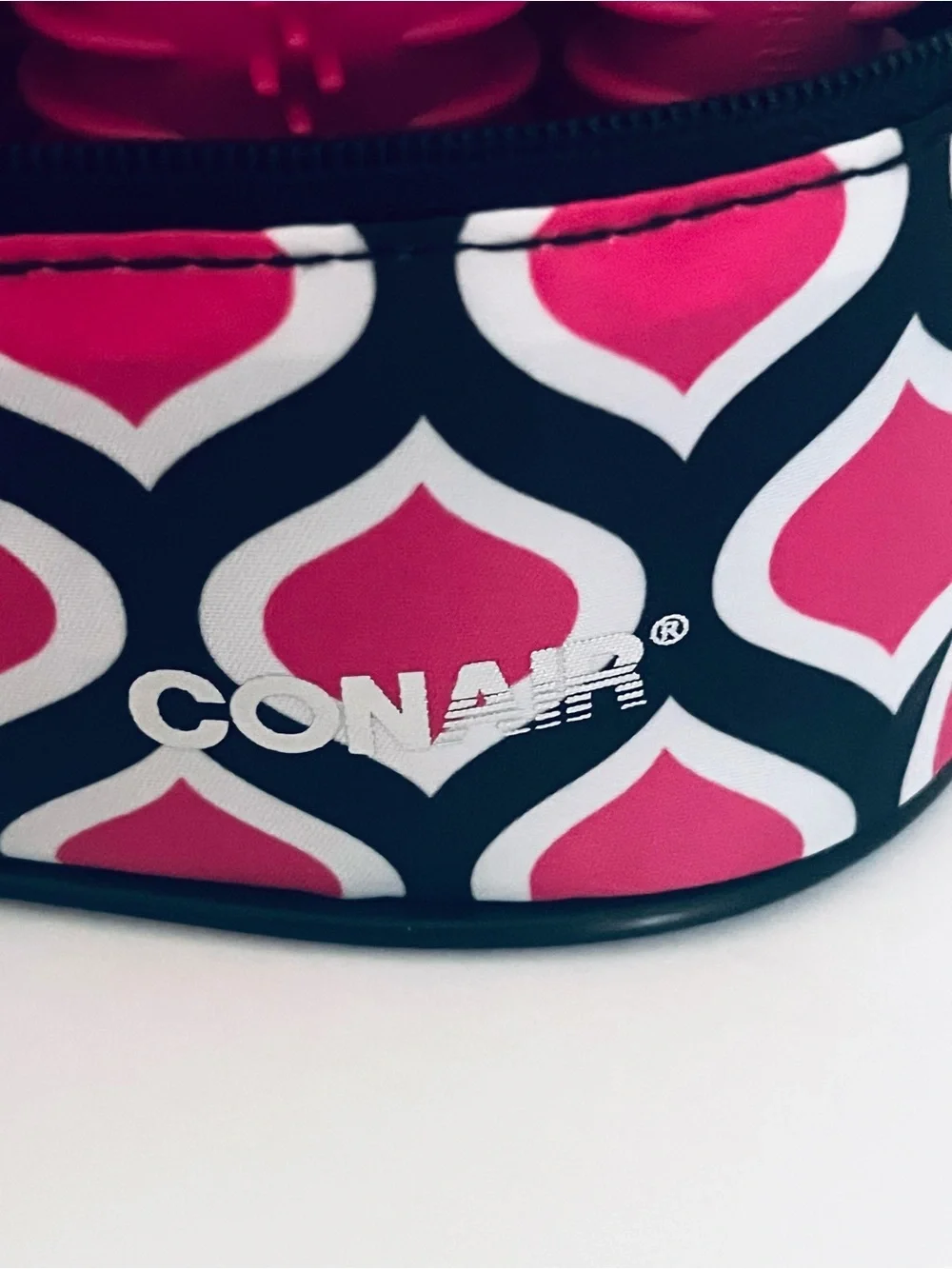 Conair Pink & Navy Patterned Heated Travel Rollerset Case & Clips